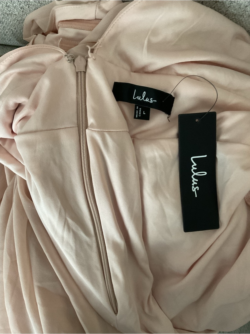 Lulus Heavenly Hues Blush Pink Chiffon V-Neck Maxi Dress NWT Large - Picture 10 of 14